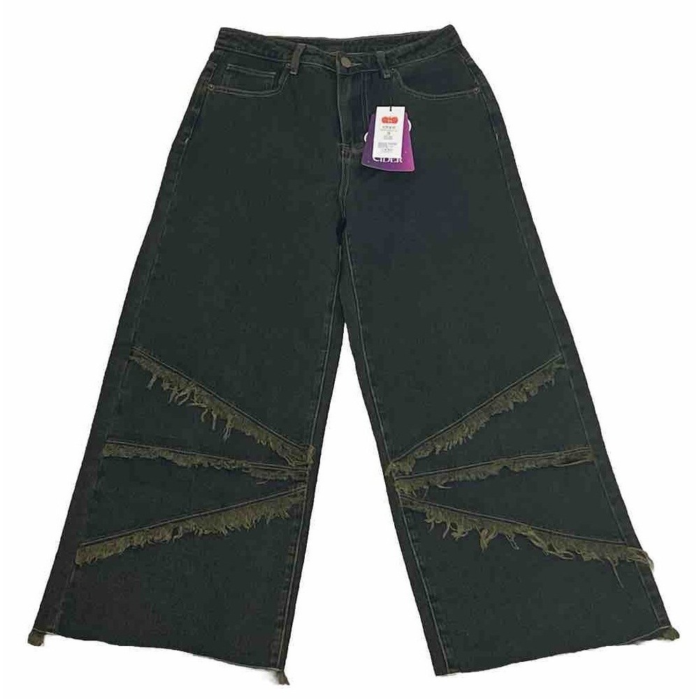 Cider x Bratz Frayed Hem Wide Leg Small Sandwashed Denim‎ Jeans